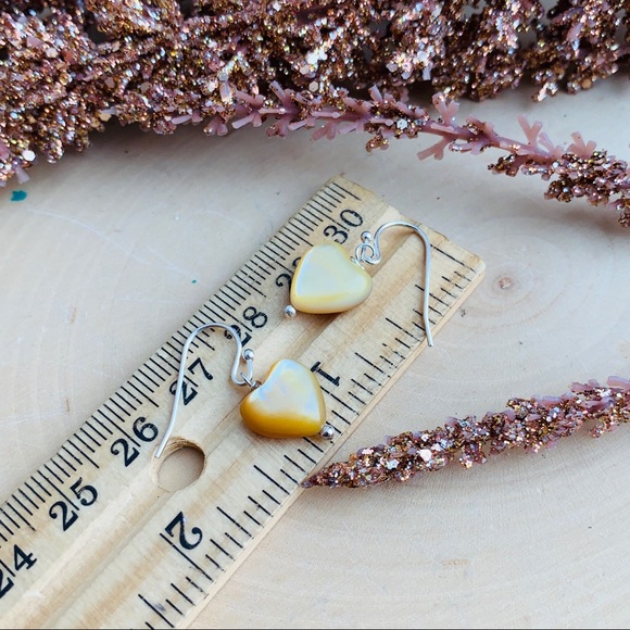 Mother Of Pearl Sterling Silver Heart Earrings - Picture 8 of 8